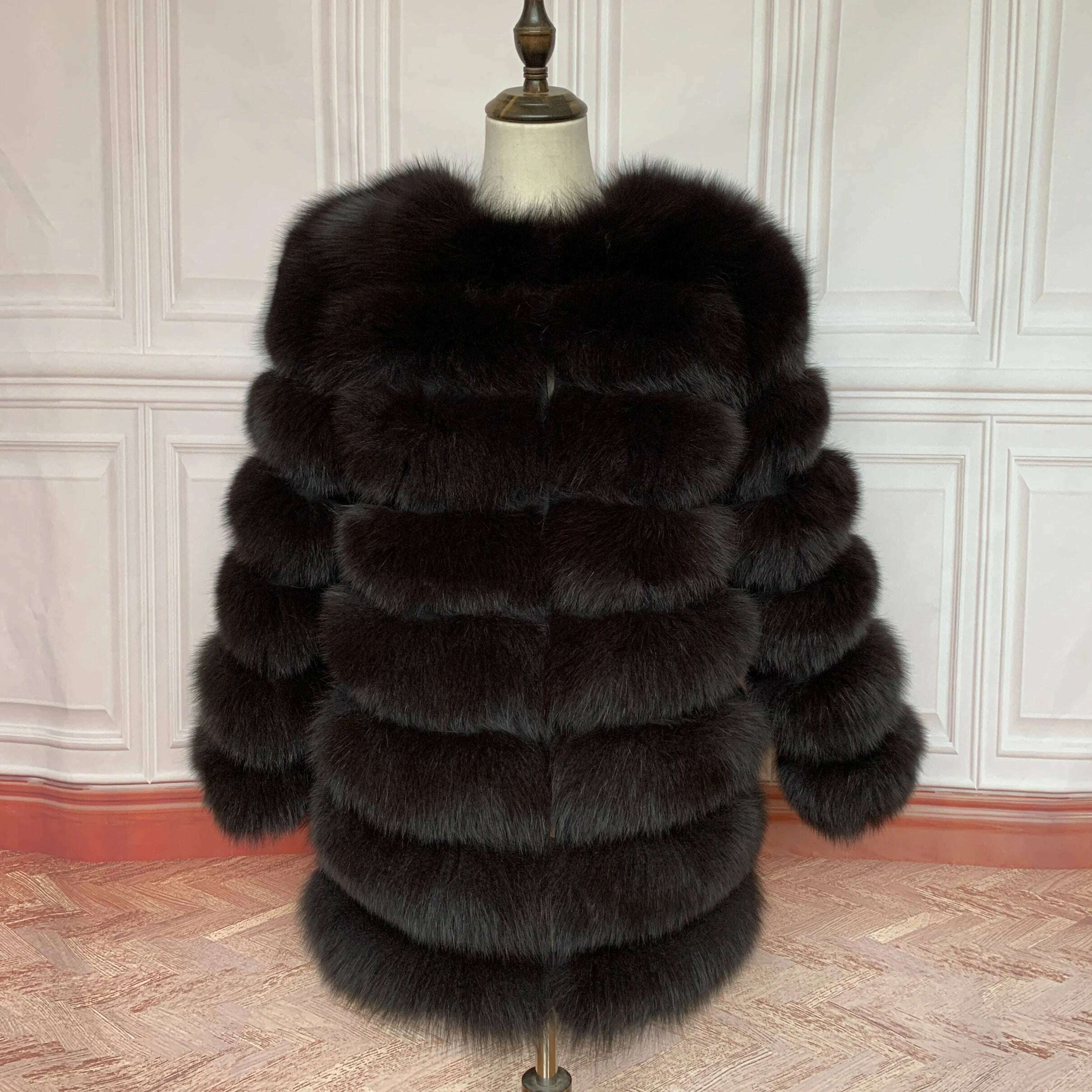 70CM 4in1 New Fast Shipping New Fashion Women Fashion Real Natural Fox Fur Long Coat Jacket for Winter Warm Over Coat - KIMLUD