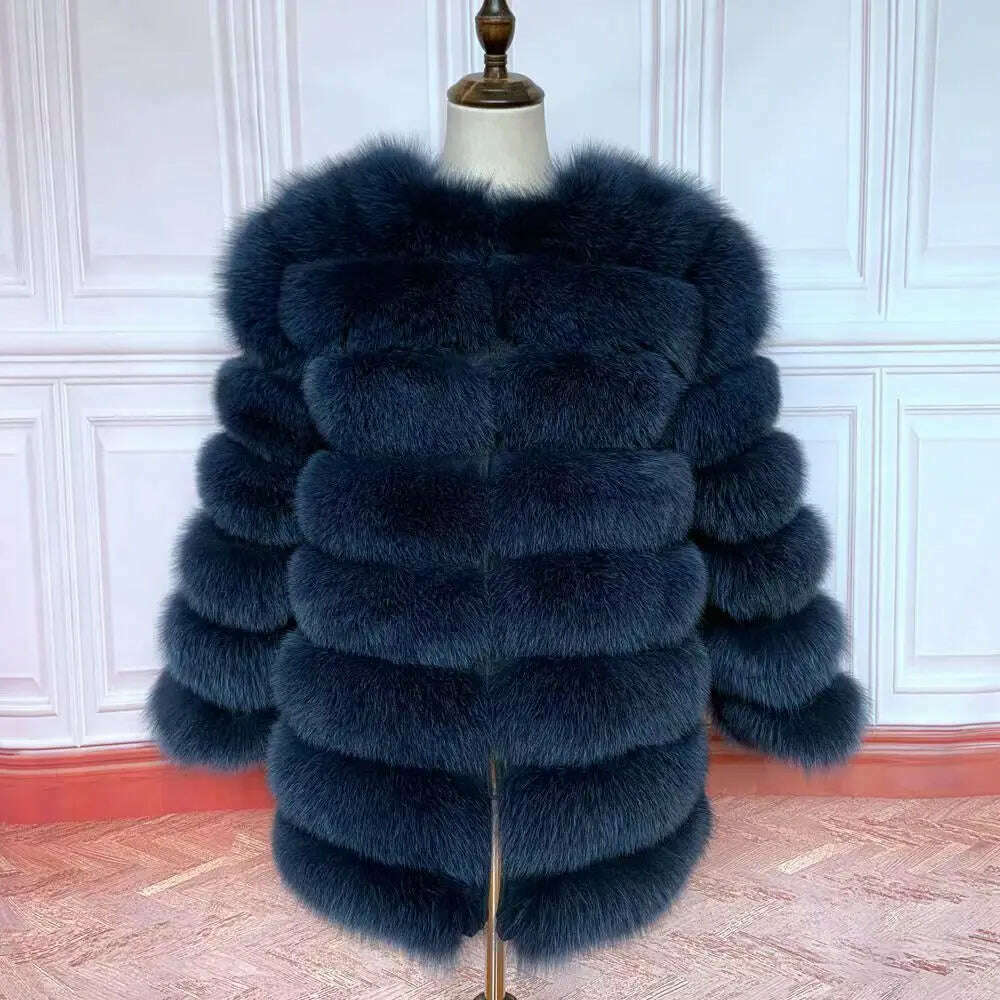 70CM 4in1 New Fast Shipping New Fashion Women Fashion Real Natural Fox Fur Long Coat Jacket for Winter Warm Over Coat - KIMLUD