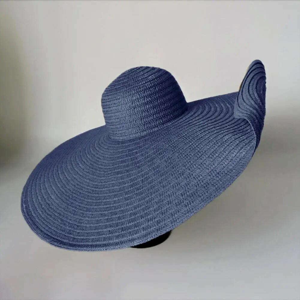 70cm Oversized Foldable Straw Hat Women Hat Super Big Wide Brim Sun Protection Summer Beach Hats Travel Vocation Ladies Cap - KIMLUD
