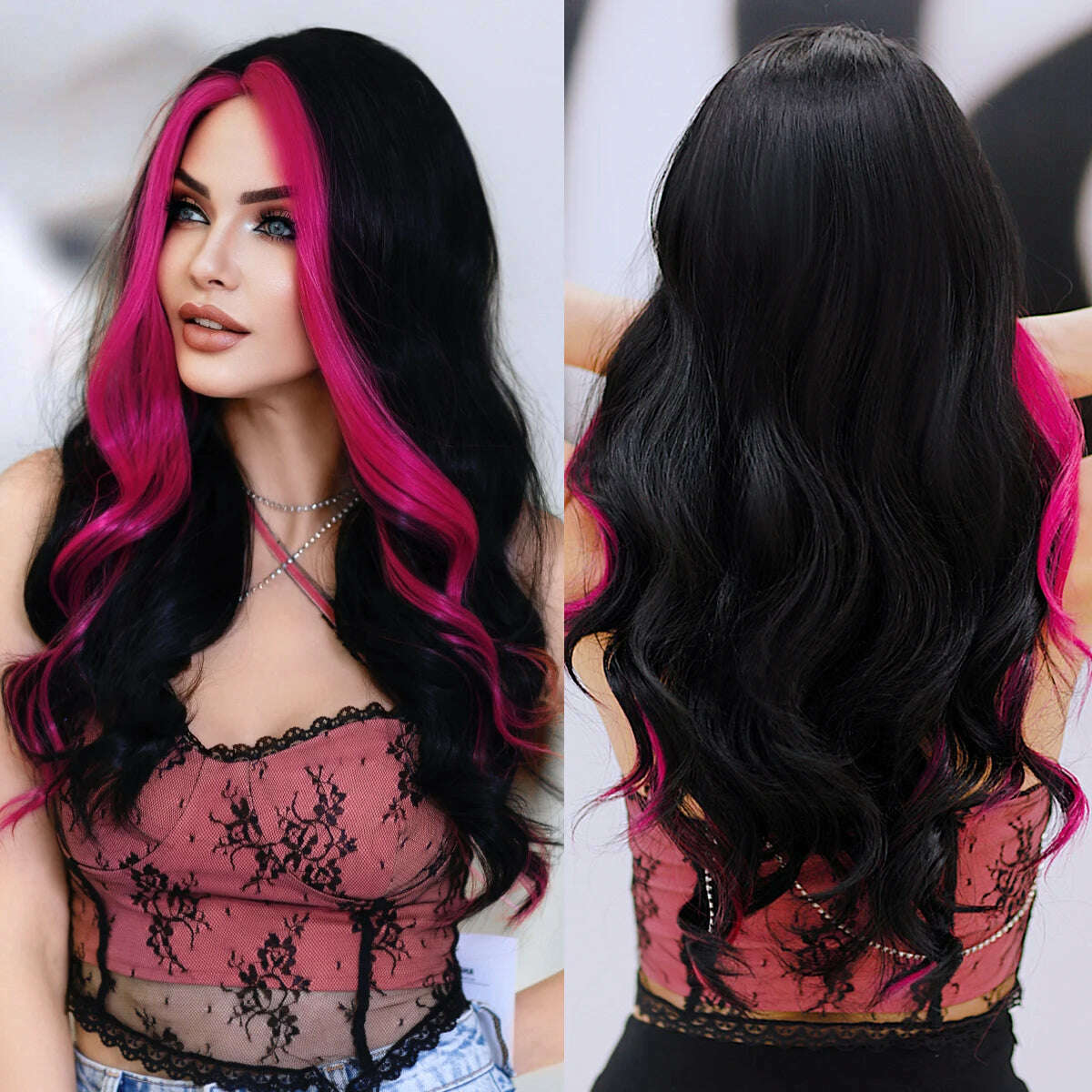 7JHH WIGS Bright Orange Long Wavy Women Wig Natural Synthetic Wigs with Bangs for Black Women Daily Party Cosplay Heat Resistant - KIMLUD