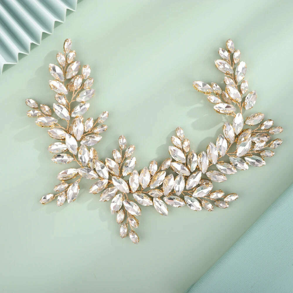 9 Colors Handmade Wedding Bridal Rhinestones Headband Headpieces Prom Hair Jewelry Wedding Hair Accessories for Women - KIMLUD