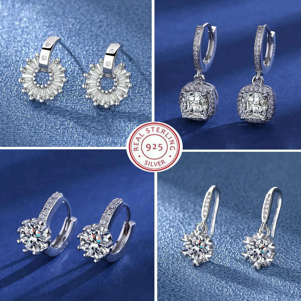 KIMLUD, 925 Sterling Silver Jewelry Women Fashion Cute Tiny Clear Crystal CZ Stud Earrings Gift for Girls Teens Lady Gift, KIMLUD Womens Clothes