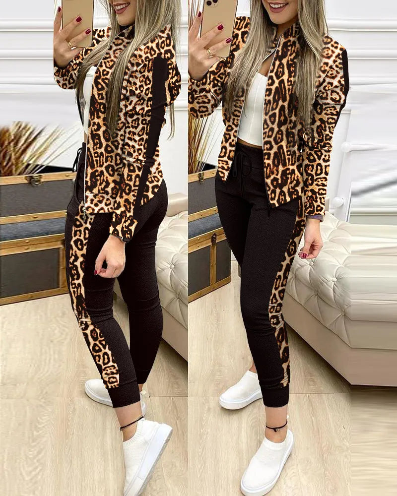 2022 Women Two Piece Set Outfits Autumn Women's Tracksuit Zipper Top And Pants Casual Sport Suit Winter 2 Piece Woman Set - KIMLUD