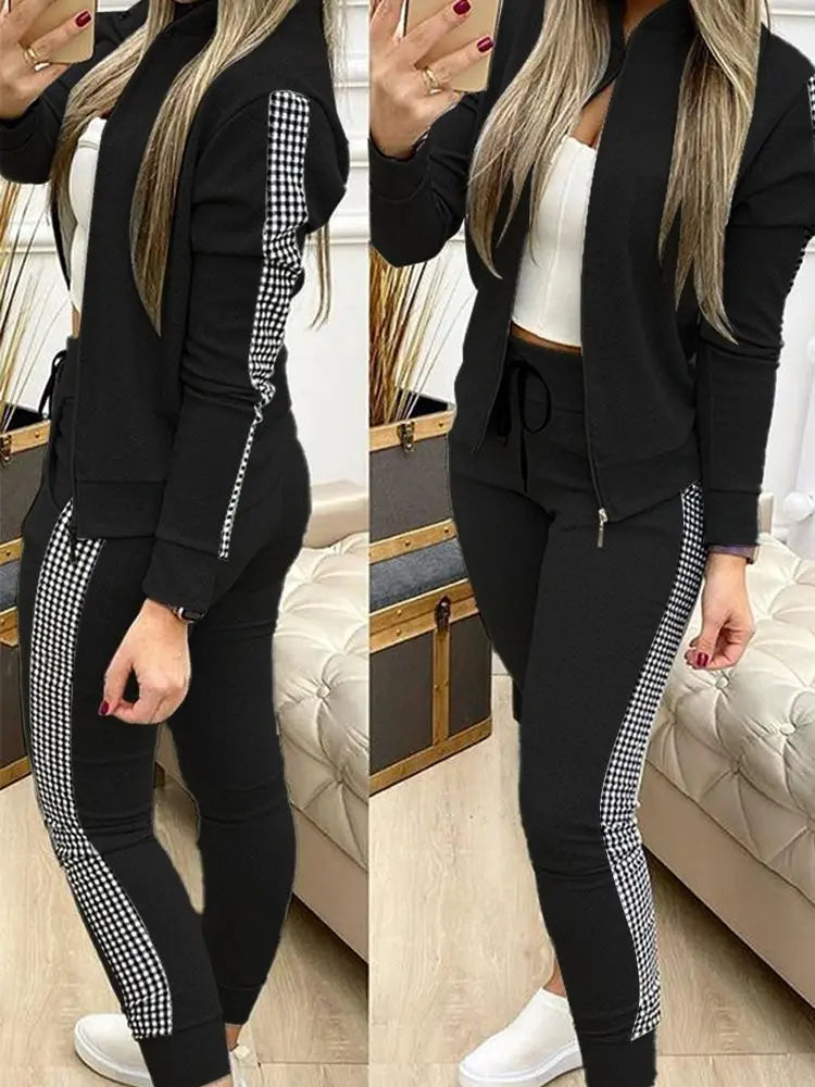 2022 Women Two Piece Set Outfits Autumn Women's Tracksuit Zipper Top And Pants Casual Sport Suit Winter 2 Piece Woman Set - KIMLUD