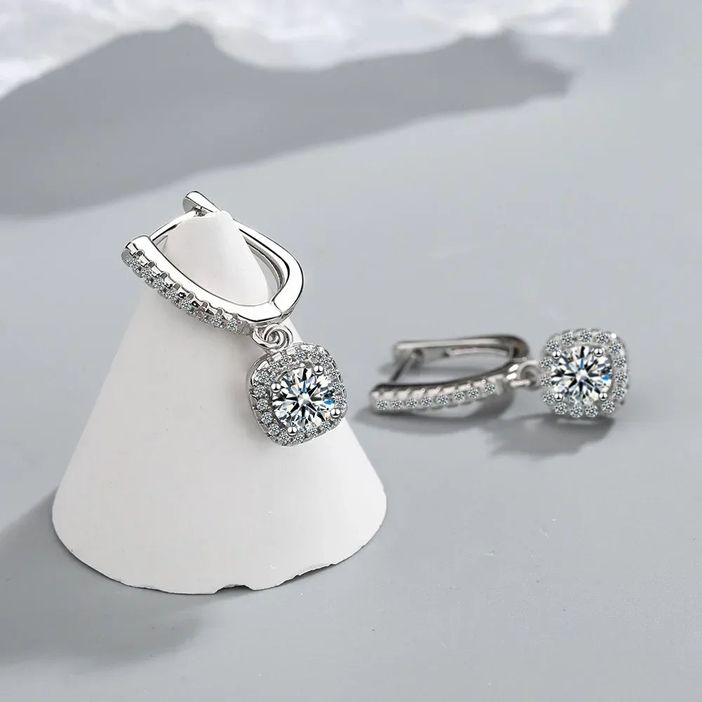 2CT Moissanite Huggie Hoop Earring for Women Lab Created Diamond 925 Sterling Silver Dainty Hoop Dangle Earring Fine Jewelry - KIMLUD