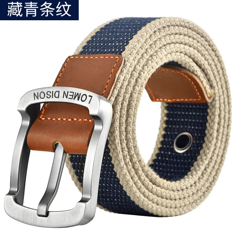 Men's and women's belt needle buckle canvas belt casual cargo belt Korean version of the tide male student youth outdoor belt