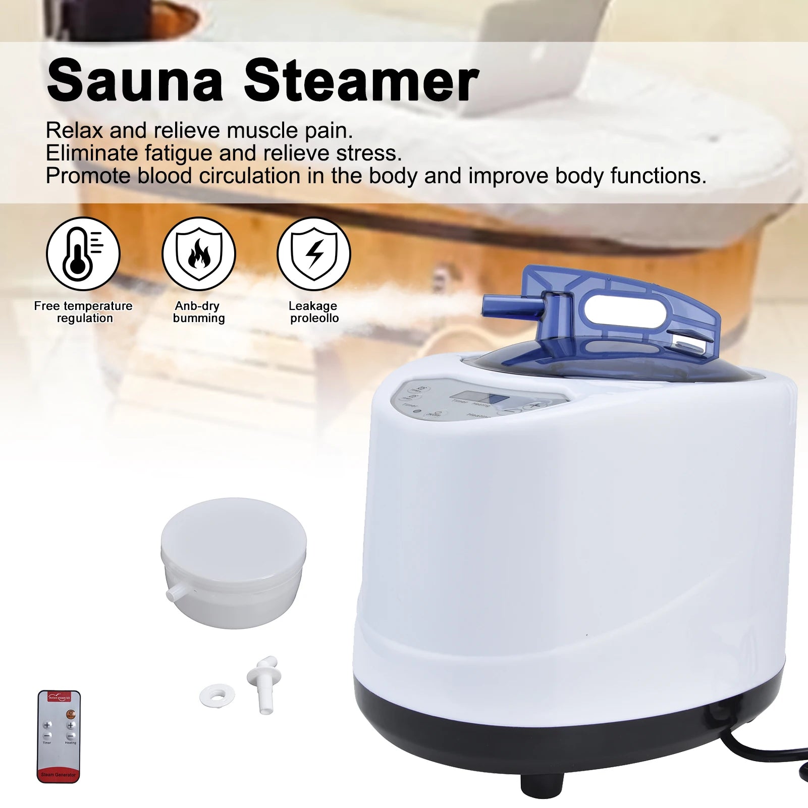1000W Household Sauna Room Steamer Sauna Steamer Pot Machine Portable Sauna Steam Generator Fumigation Machine H