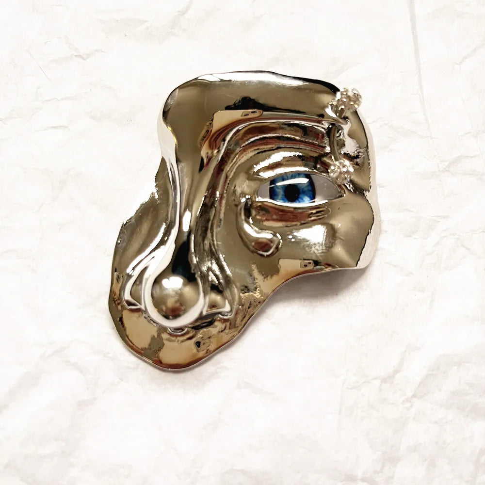Vintage Baroque Style Alloy Plated Face Shaped Necklace For Women Fashion Jewlery Exaggerated Long Chain Necklace Accessory