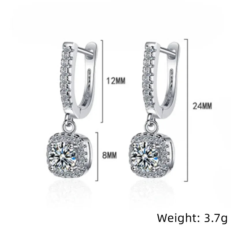 2CT Moissanite Huggie Hoop Earring for Women Lab Created Diamond 925 Sterling Silver Dainty Hoop Dangle Earring Fine Jewelry - KIMLUD