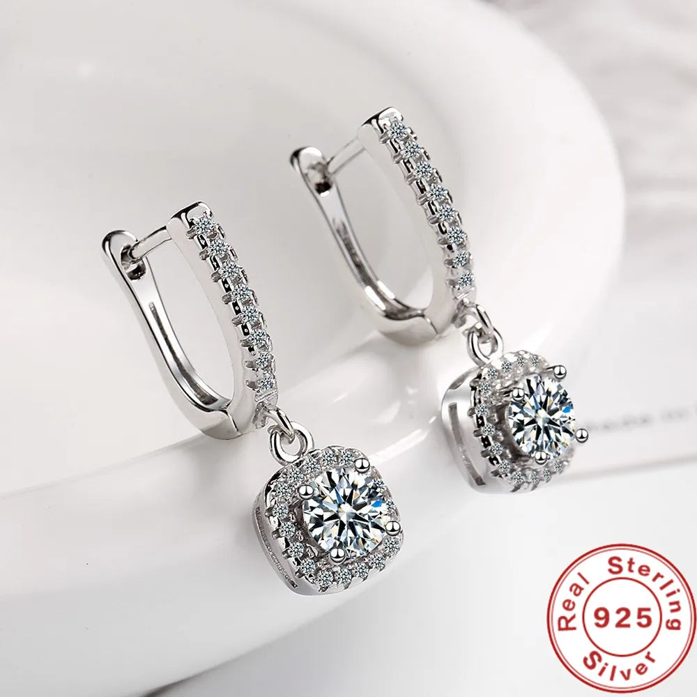 KIMLUD, 2CT Moissanite Huggie Hoop Earring for Women Lab Created Diamond 925 Sterling Silver Dainty Hoop Dangle Earring Fine Jewelry, Default Title, KIMLUD APPAREL - Womens Clothes