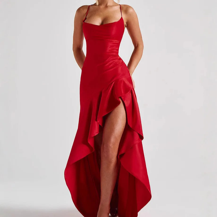 Elegant Slim Bodycon Party Dress Women 2025 Summer Sexy Spaghetti Strap Sleeveless Maxi Long Dress Casual