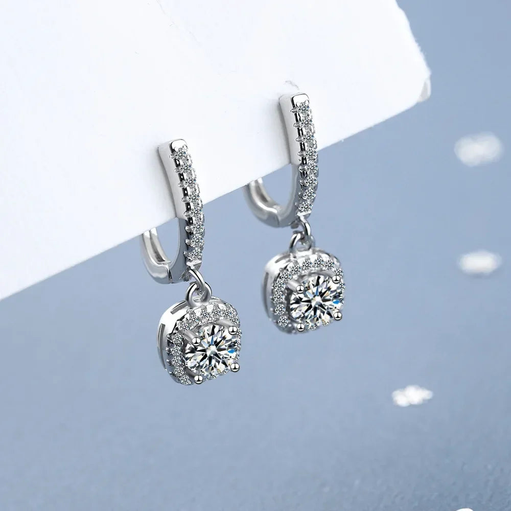 2CT Moissanite Huggie Hoop Earring for Women Lab Created Diamond 925 Sterling Silver Dainty Hoop Dangle Earring Fine Jewelry - KIMLUD
