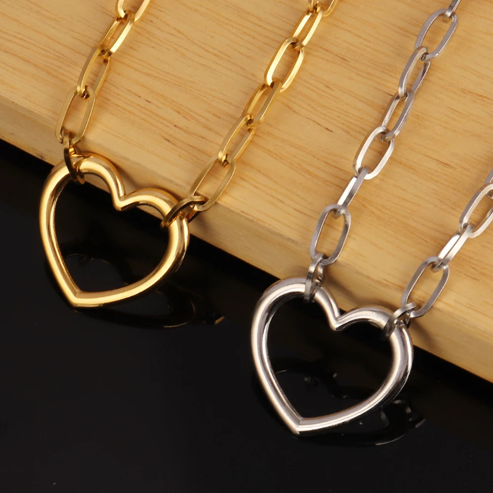 316L Stainless Steel Necklace For Women Choker Necklace Heart Clavicle Chain Necklaces Charm Heart Pendant Necklace Jewelry Gift