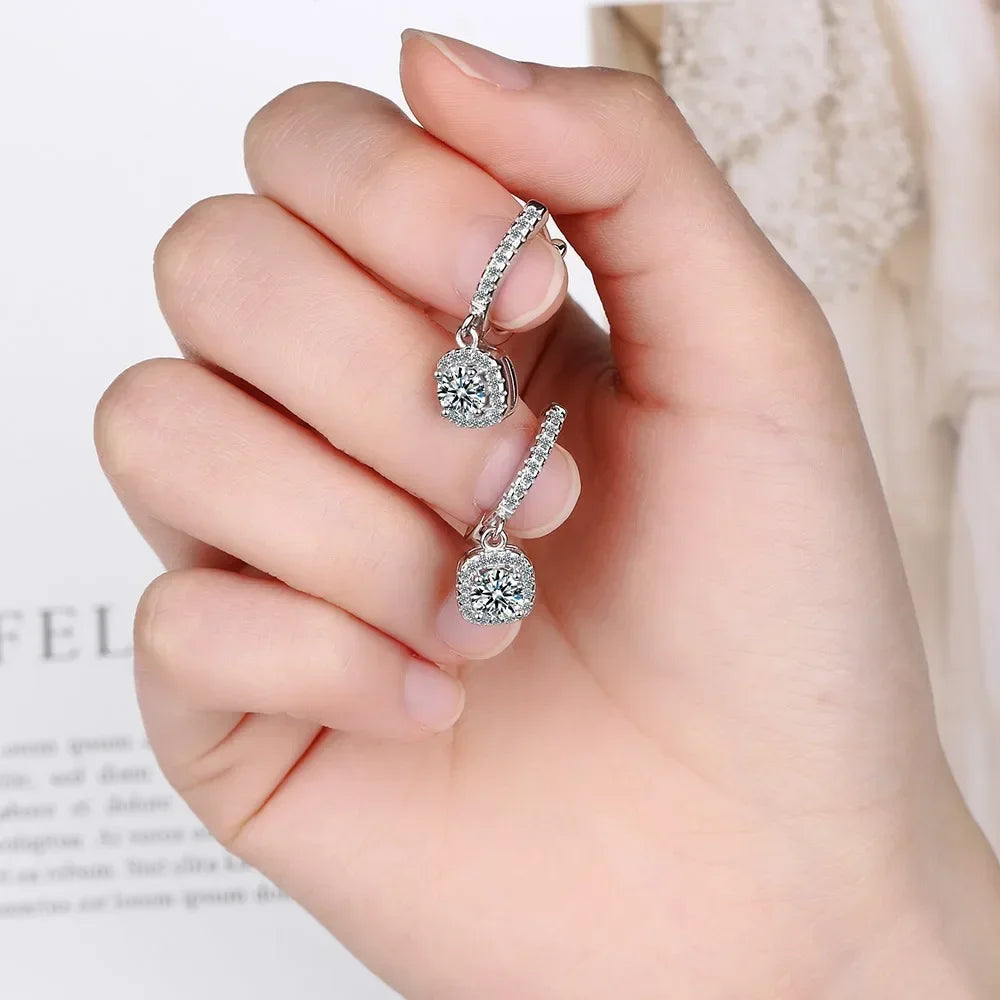 2CT Moissanite Huggie Hoop Earring for Women Lab Created Diamond 925 Sterling Silver Dainty Hoop Dangle Earring Fine Jewelry - KIMLUD