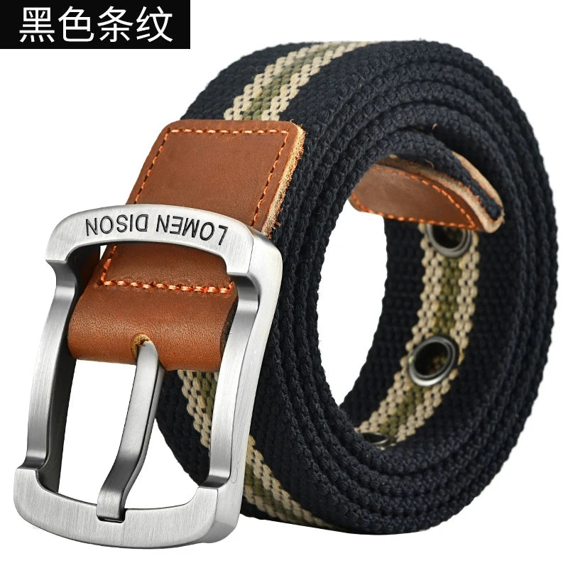 Men's and women's belt needle buckle canvas belt casual cargo belt Korean version of the tide male student youth outdoor belt