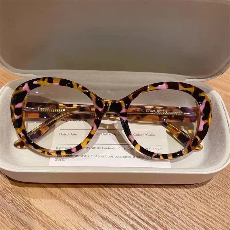CLLOIO New Fashion Oval Transparent Frame For Women Anti Blue Light Reading Glasses Myopia Customizable Prescription Eyeglasses