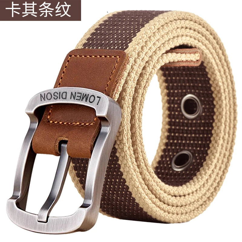 Men's and women's belt needle buckle canvas belt casual cargo belt Korean version of the tide male student youth outdoor belt