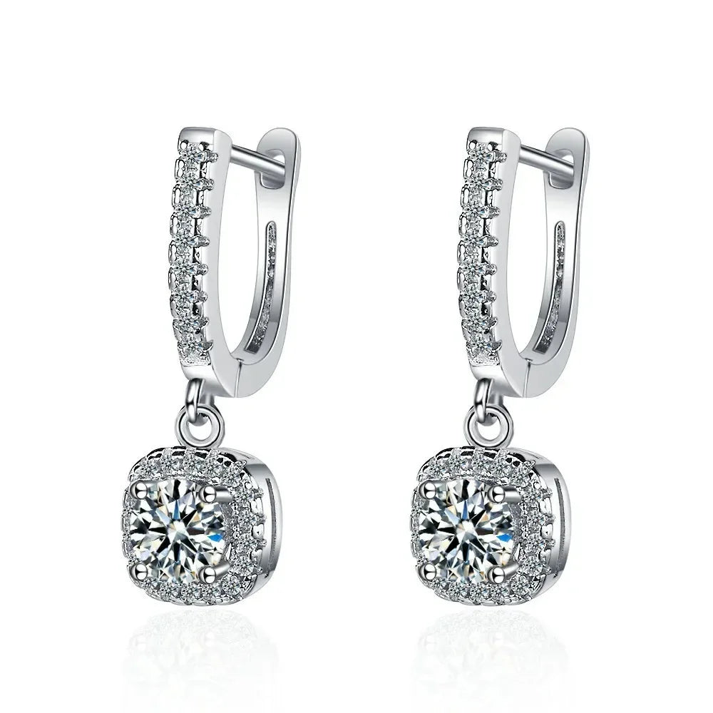 2CT Moissanite Huggie Hoop Earring for Women Lab Created Diamond 925 Sterling Silver Dainty Hoop Dangle Earring Fine Jewelry - KIMLUD