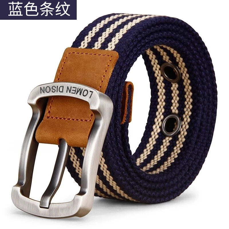 Men's and women's belt needle buckle canvas belt casual cargo belt Korean version of the tide male student youth outdoor belt