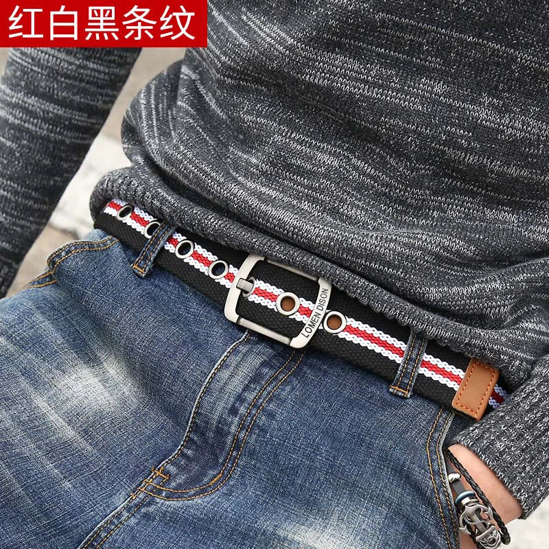 Men's and women's belt needle buckle canvas belt casual cargo belt Korean version of the tide male student youth outdoor belt