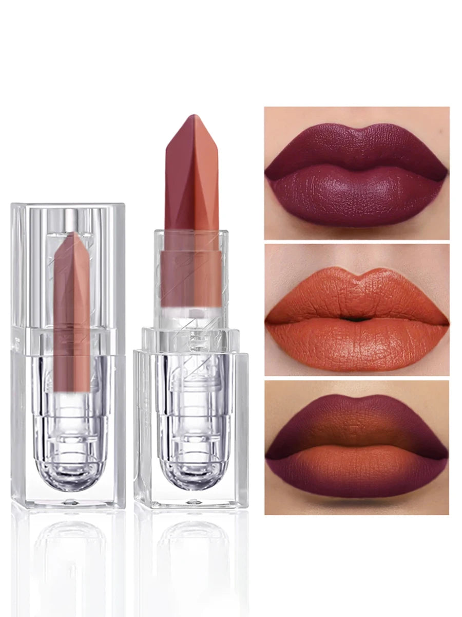 Orange Lipstick Lip Glaze Silky Smooth Matte Lip Gloss Carrot Bright Color Lasting Lip Stick Sexy Women Cosmetics Makeup Product