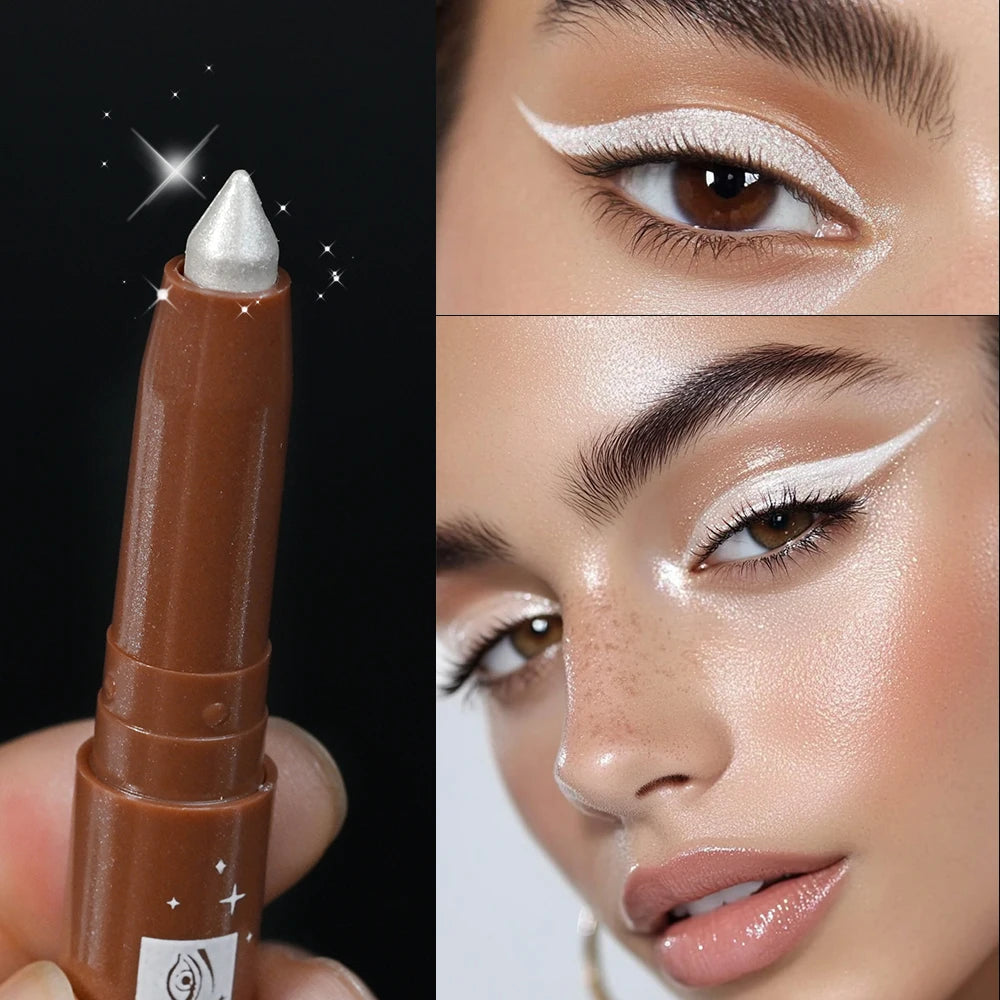 1pc Shimmering Eyeshadow Highlight Stick Glitter White Eyeshadow Pencil for Bright Eyes Dazzling Effect Makeup Highlighter