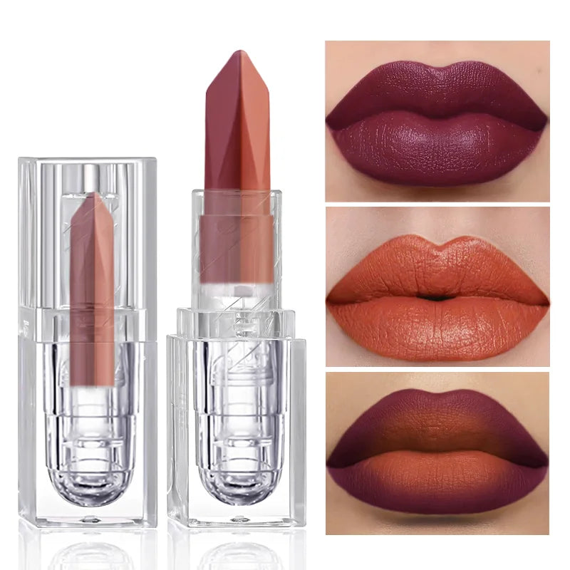 Orange Lipstick Lip Glaze Silky Smooth Matte Lip Gloss Carrot Bright Color Lasting Lip Stick Sexy Women Cosmetics Makeup Product