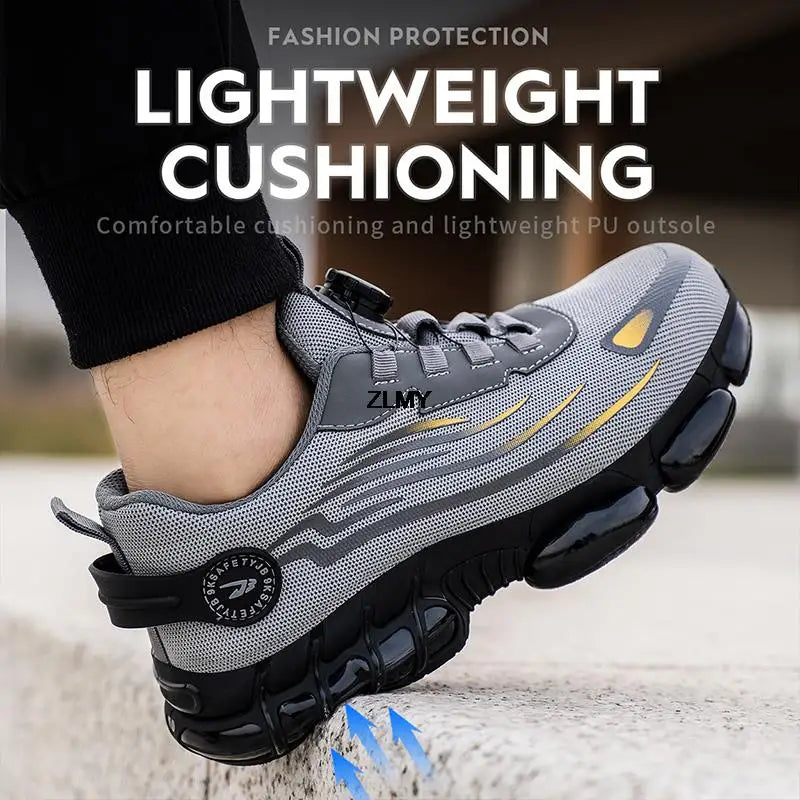 KIMLUD, Rotary Button Safety Shoes Men Steel Toe Sneakers Puncture Proof Work Safety Boots Air Cushion Sport Work Shoes Anti-smash Boots, KIMLUD Womens Clothes