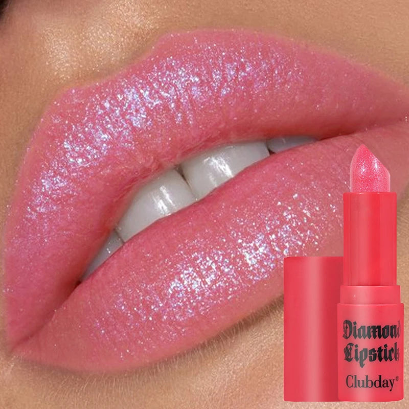 8 Colors Waterproof Diamond Glitter Lipstick Long Lasting Moisturizing Shiny Pearlescent Nude Red Lipsticks Lips Makeup Cosmetic
