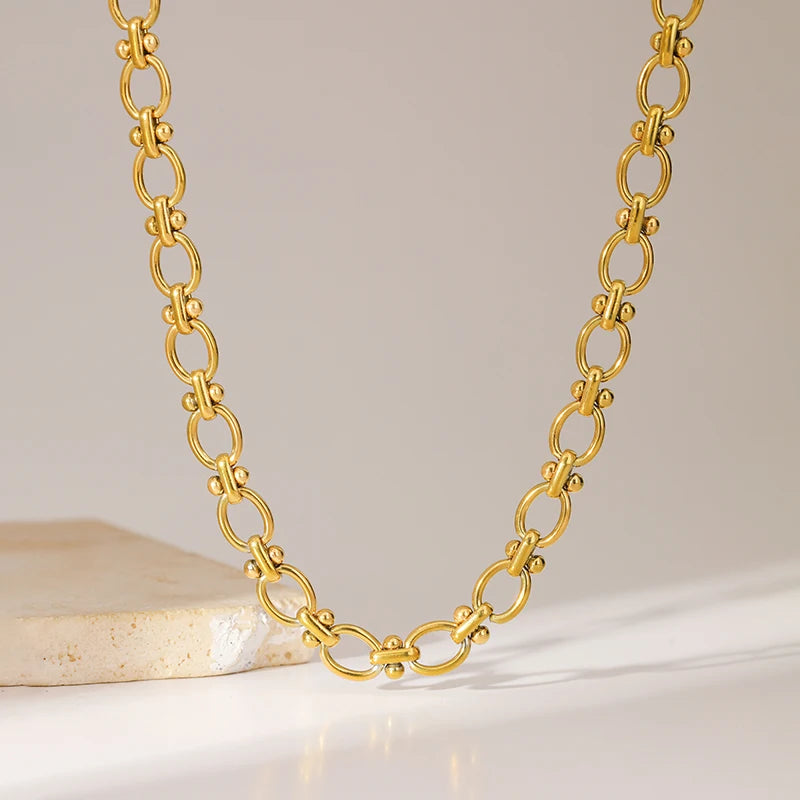 EILIECK 316L Stainless Steel Metal Chain Necklace For Women Fashion 18K Gold Plated Neck Chain Waterproof Jewelry Lady Gift