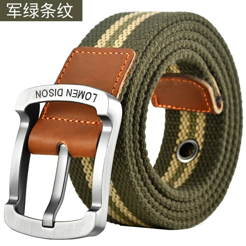 Men's and women's belt needle buckle canvas belt casual cargo belt Korean version of the tide male student youth outdoor belt