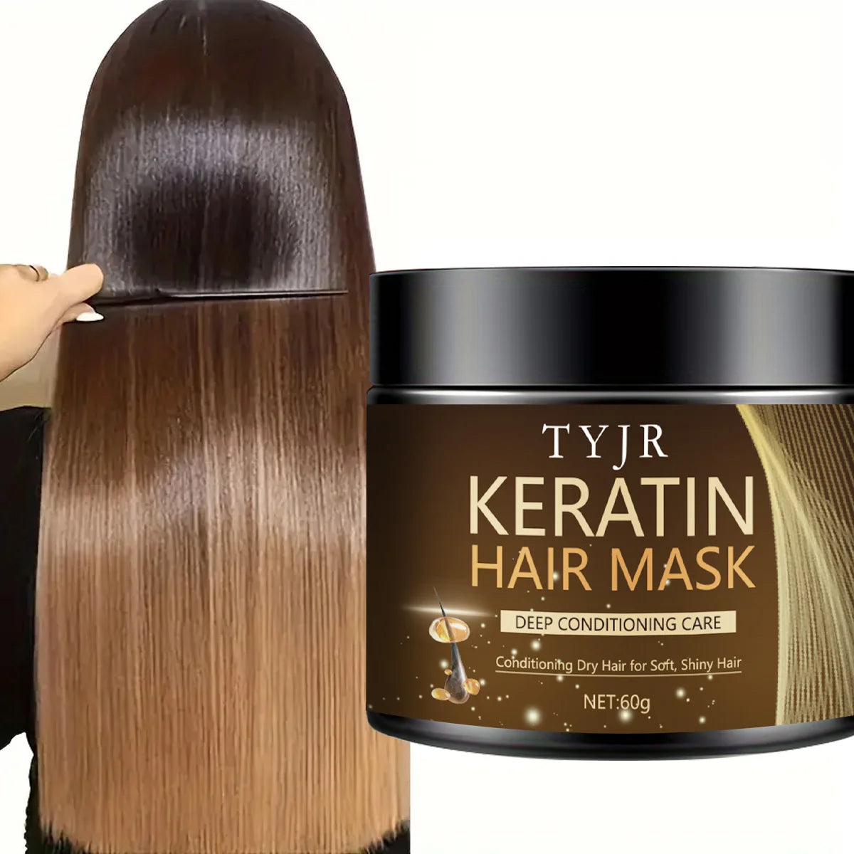 Keratin Hair Mask Professional Hair Care Deep Repair Mask Suitable for All Hair Types | Small Travel Bag/60G