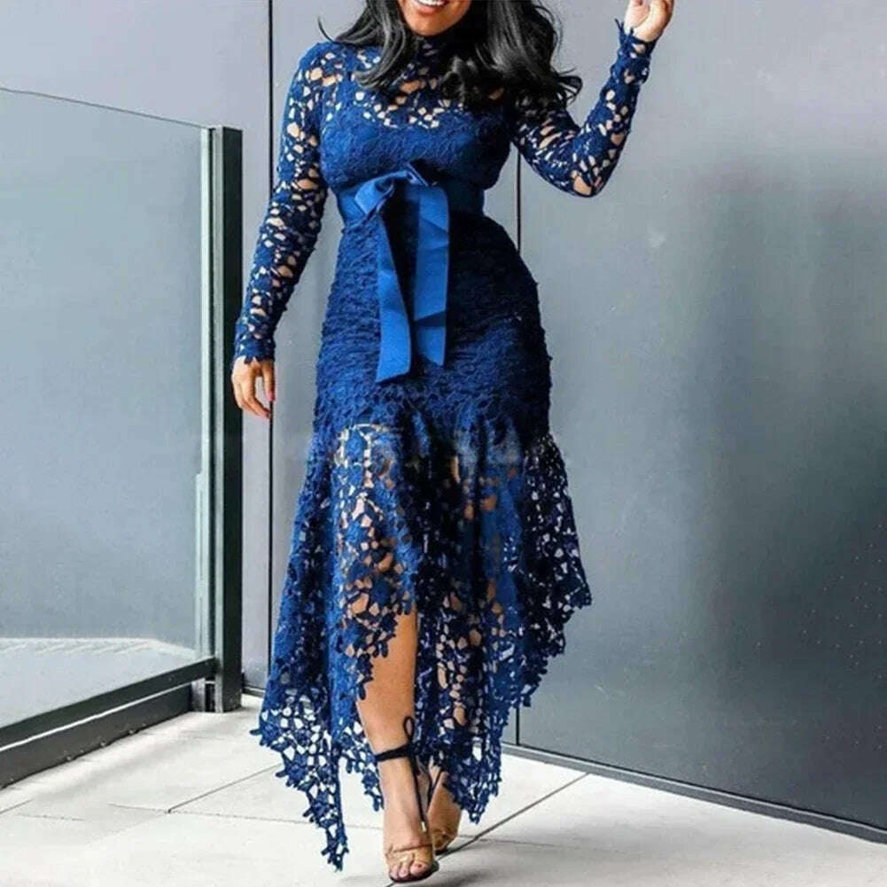Affordable Brand New Dress Lace Women Dress Bodycon Evening Party Ladies Maxi Dresses Long Sleeve Plus Size For Women - KIMLUD