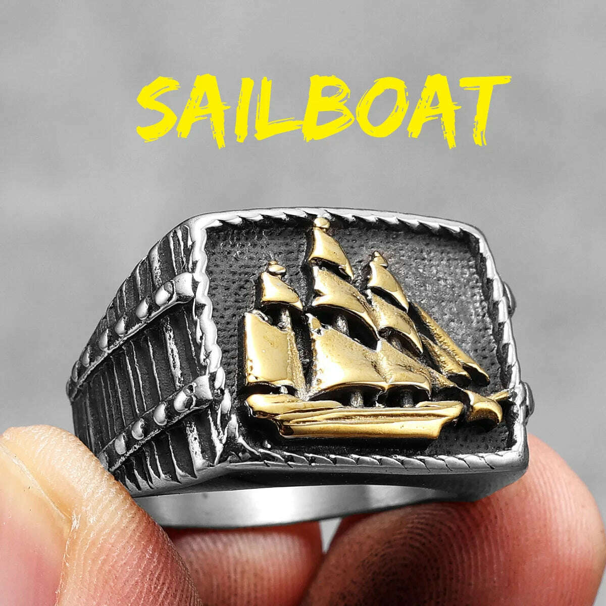 Anchor Lighthouse Ocean Sailor Ship Men Rings Stainless Steel Women Jewelry Vintage Punk Rock Fashion Accessories Gift Wholesale - KIMLUD