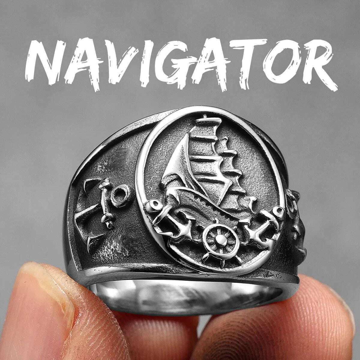 Anchor Lighthouse Ocean Sailor Ship Men Rings Stainless Steel Women Jewelry Vintage Punk Rock Fashion Accessories Gift Wholesale - KIMLUD