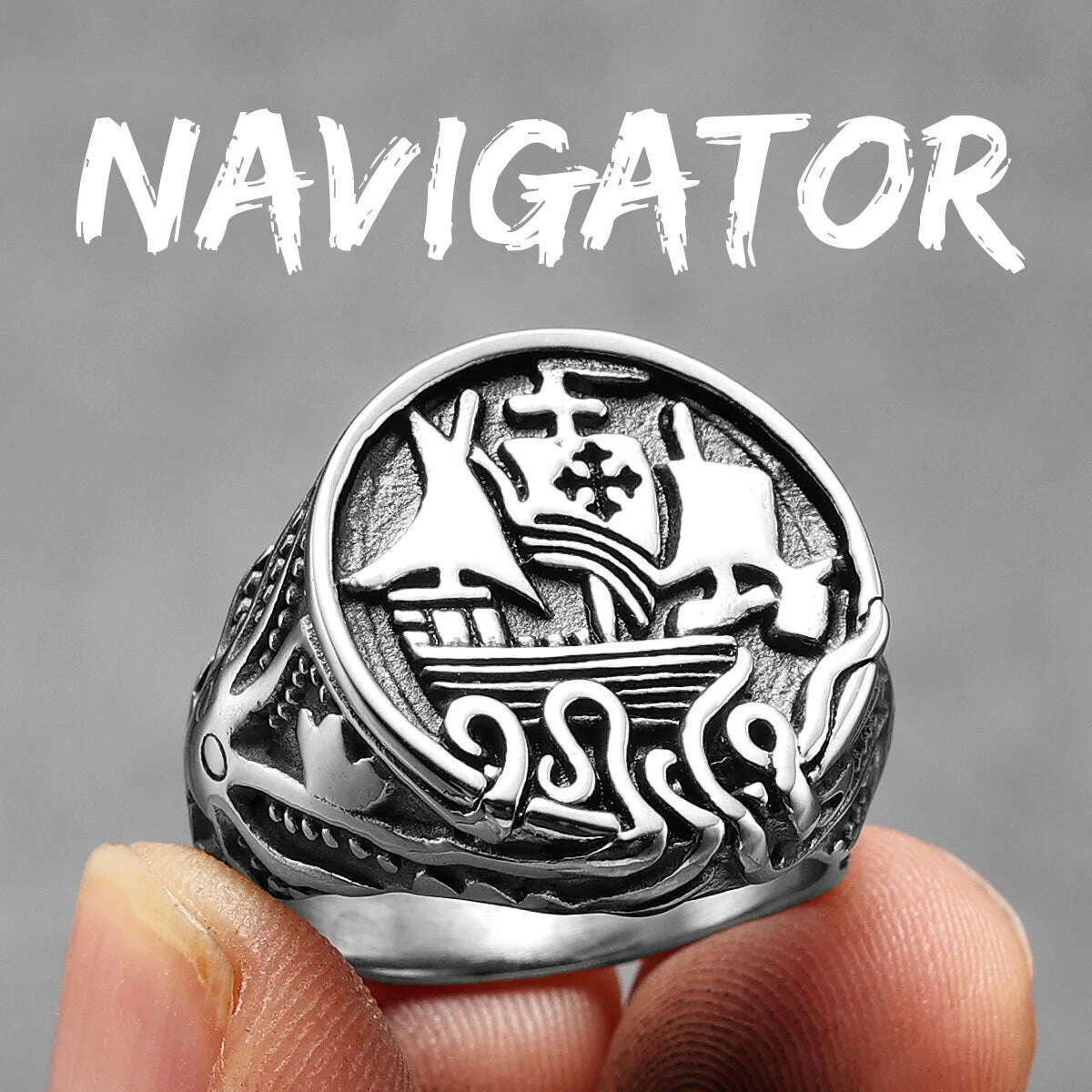 Anchor Lighthouse Ocean Sailor Ship Men Rings Stainless Steel Women Jewelry Vintage Punk Rock Fashion Accessories Gift Wholesale - KIMLUD