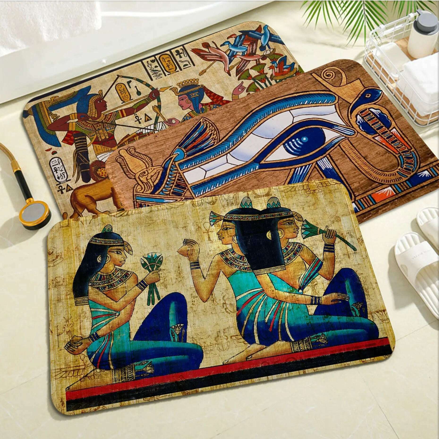KIMLUD, Ancient Egypt Hallway Carpet Rectangle Anti-slip Home Soft Badmat Front Door Indoor Outdoor Mat Bedside Area Rugs, KIMLUD Womens Clothes