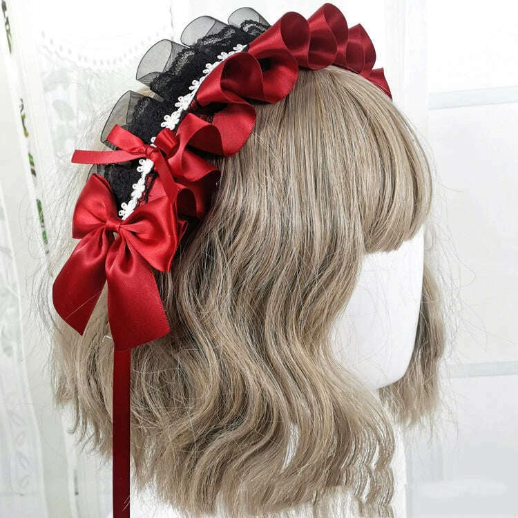 Anime Maid Lovely Sweet Headband Lolita Maid Lace Flower Headwear Cosplay Hair Hoop Hand Made for Girls Gift Hair Accessory - KIMLUD