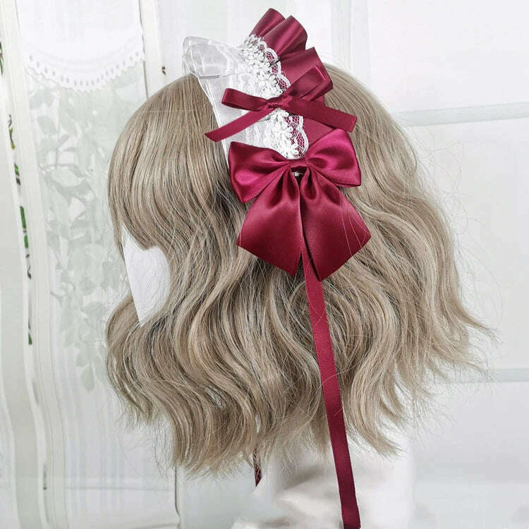 Anime Maid Lovely Sweet Headband Lolita Maid Lace Flower Headwear Cosplay Hair Hoop Hand Made for Girls Gift Hair Accessory - KIMLUD
