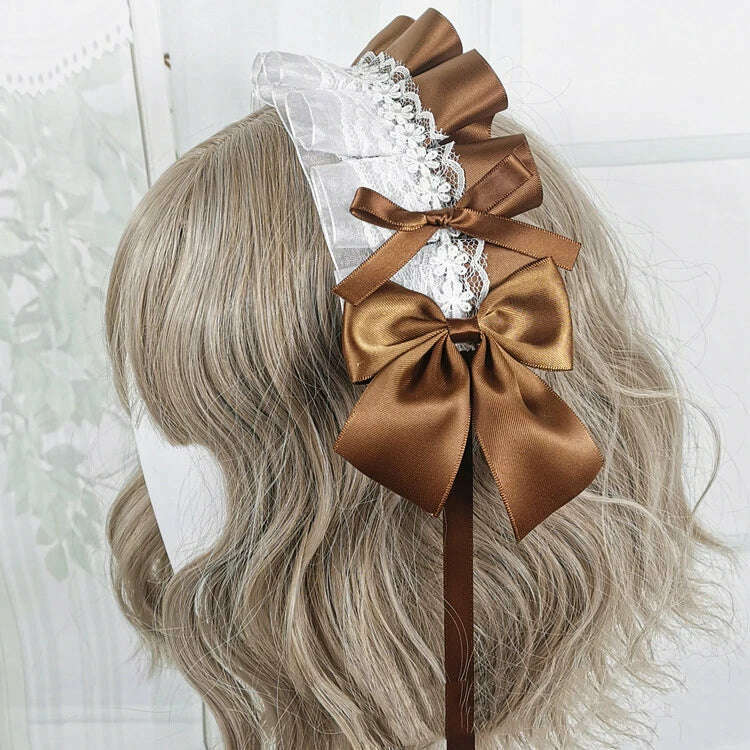 Anime Maid Lovely Sweet Headband Lolita Maid Lace Flower Headwear Cosplay Hair Hoop Hand Made for Girls Gift Hair Accessory - KIMLUD