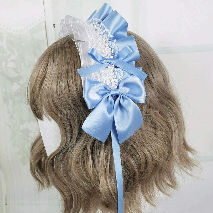 Anime Maid Lovely Sweet Headband Lolita Maid Lace Flower Headwear Cosplay Hair Hoop Hand Made for Girls Gift Hair Accessory - KIMLUD