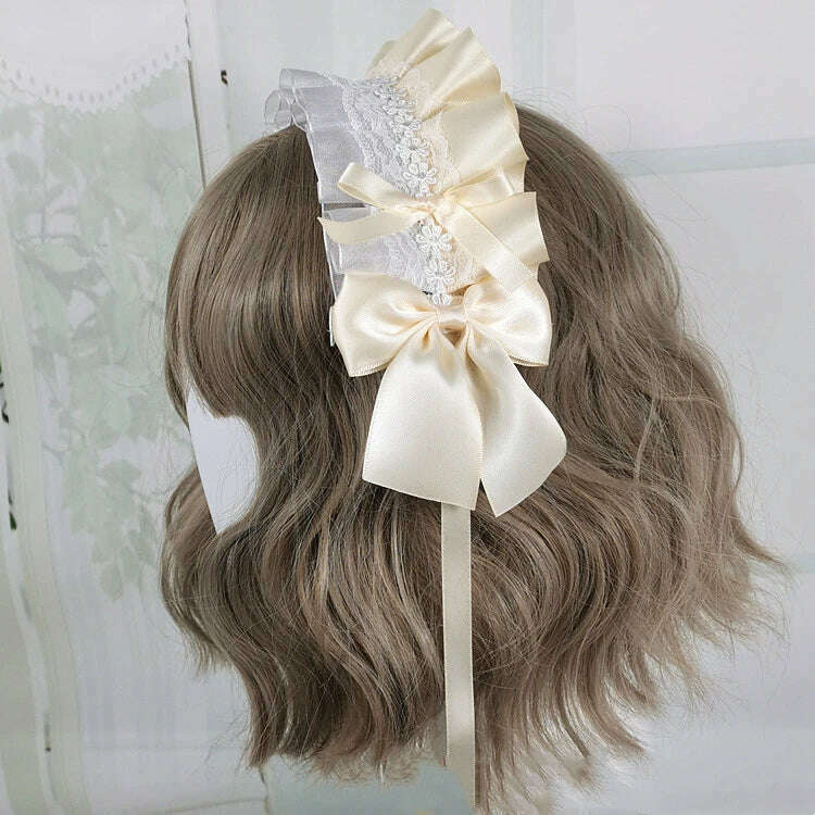 Anime Maid Lovely Sweet Headband Lolita Maid Lace Flower Headwear Cosplay Hair Hoop Hand Made for Girls Gift Hair Accessory - KIMLUD