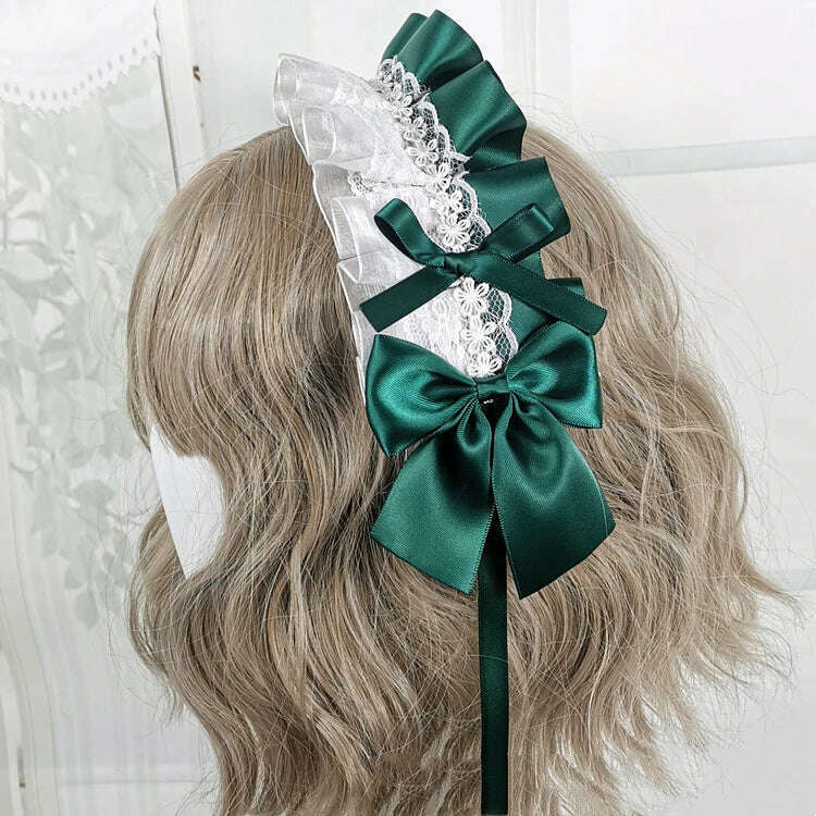 Anime Maid Lovely Sweet Headband Lolita Maid Lace Flower Headwear Cosplay Hair Hoop Hand Made for Girls Gift Hair Accessory - KIMLUD