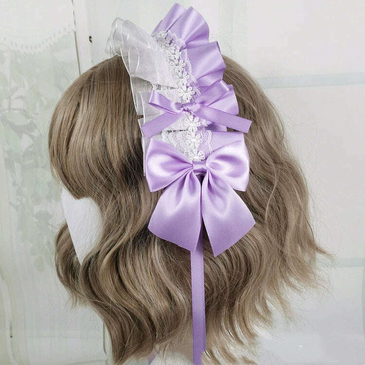 Anime Maid Lovely Sweet Headband Lolita Maid Lace Flower Headwear Cosplay Hair Hoop Hand Made for Girls Gift Hair Accessory - KIMLUD