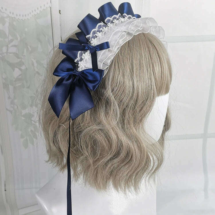 Anime Maid Lovely Sweet Headband Lolita Maid Lace Flower Headwear Cosplay Hair Hoop Hand Made for Girls Gift Hair Accessory - KIMLUD