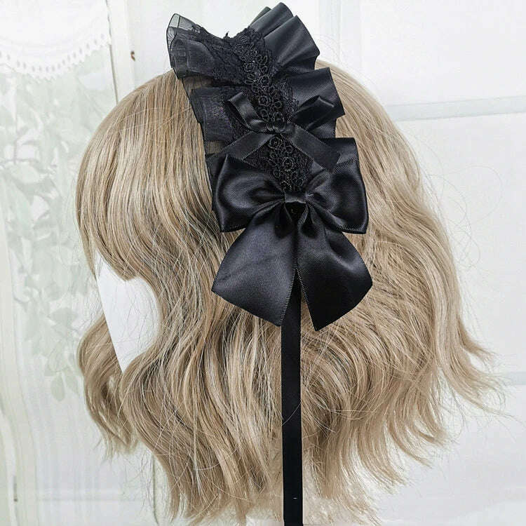 Anime Maid Lovely Sweet Headband Lolita Maid Lace Flower Headwear Cosplay Hair Hoop Hand Made for Girls Gift Hair Accessory - KIMLUD
