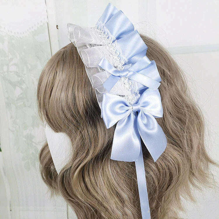 Anime Maid Lovely Sweet Headband Lolita Maid Lace Flower Headwear Cosplay Hair Hoop Hand Made for Girls Gift Hair Accessory - KIMLUD