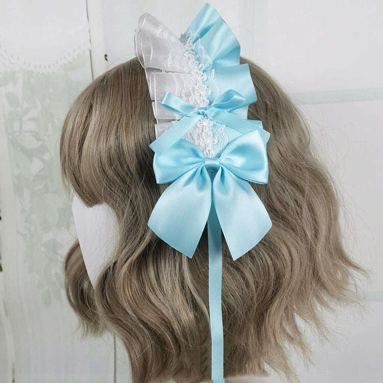 Anime Maid Lovely Sweet Headband Lolita Maid Lace Flower Headwear Cosplay Hair Hoop Hand Made for Girls Gift Hair Accessory - KIMLUD