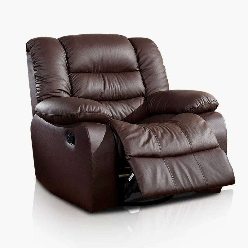 Antique European Creative cow real genuine leather chair single living room sofa chairs swivel chair functional chair recliner - KIMLUD