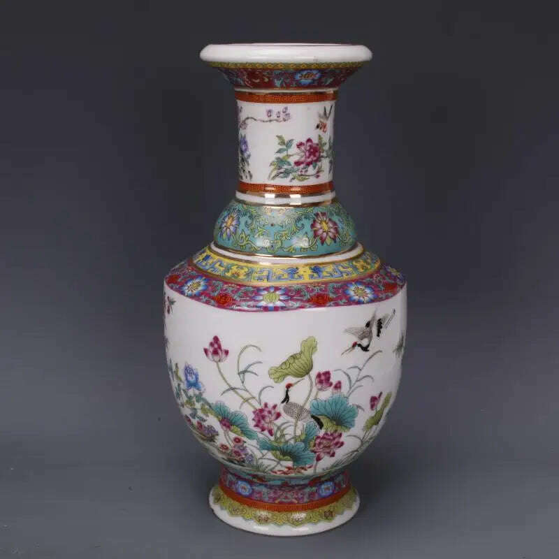 Antique vase with enamel, flowers and birds in Qianlong period of Qing Dynasty - KIMLUD